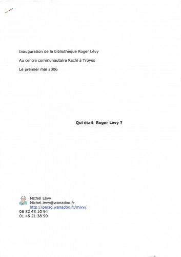 ROGER LEVY par son Fils